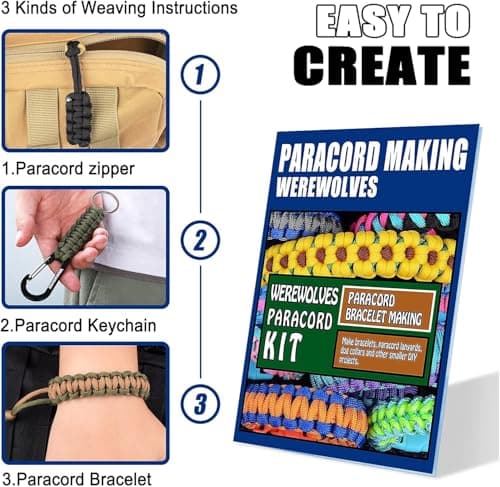 WEREWOLVES 28 Colors Paracord 550 Kits with Instruction - Multifunction Survival Parachute Cord Making Paracord Bracelets, lanyards, Dog Collar - 10 Feet Each Paracord Rope (Joy, 28 Colors) — view 3