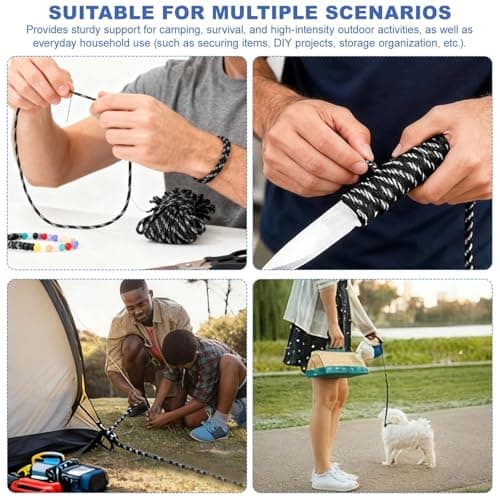 24M Black Paracord 4mm with U-Shaped Scissors for Camping — view 6