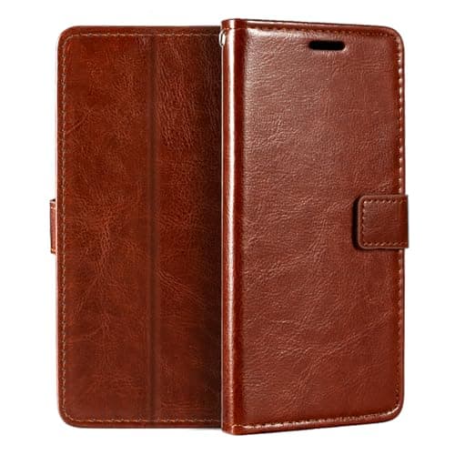 Shantime Wallet Leather Case for ZTE Telstra 5G Hotspot 2 - Brown
