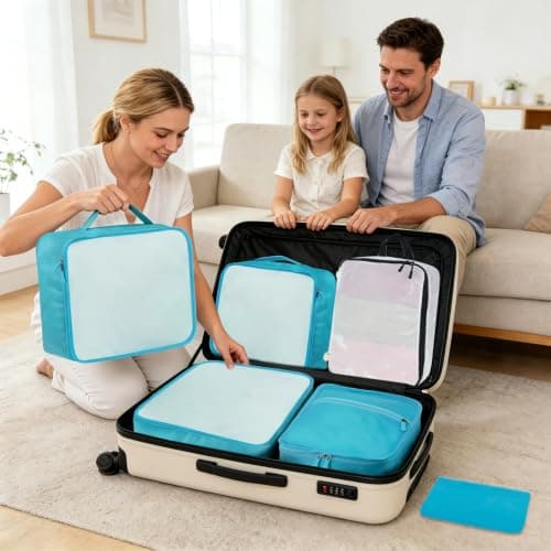 Packing Cubes 12-piece, All-size Packing Cubes for Suitcases, Large-capacity Travel Cubes (12, Blue White) — view 3