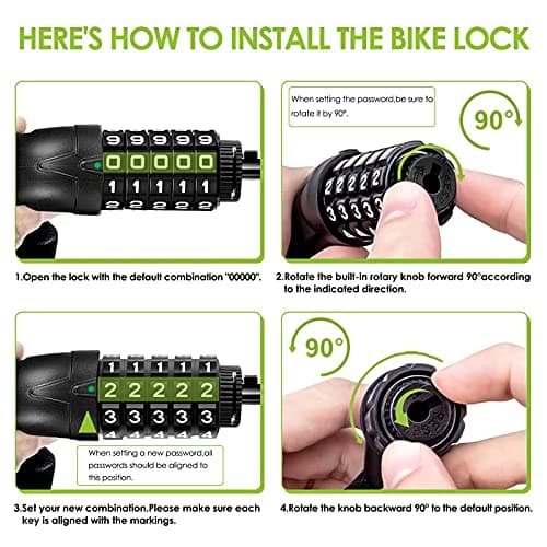 SPGOOD Bike Lock with Combination, Bicycle Lock with Hardened Chain(Black) — view 6