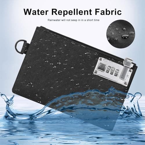 2Pcs Lockable Money Bag - Portable Zipper Lockable Money Pouch with 3 Digit Code, 8.3 x 5.3 inch Durable Waterproof Documents Storage Bag for Cash, Wallet, Jewelry, Passports, Travel(Grey and Black) — view 4