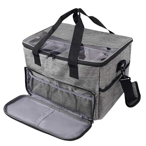 igadgitz home U7254 Knitting Bag, Yarn Storage Bag, Crochet Bag, Wool Storage Bag, Knitting Storage Organiser with Shoulder Strap 124cm (48.8") - Grey — view 2