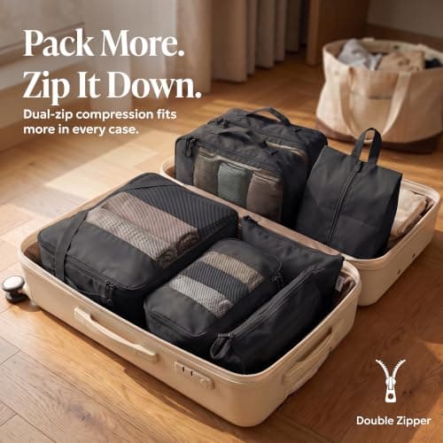 LUGG 8 Set Compression Packing Cubes for Suitcases – Suitcase Organiser Set, Lightweight 290D Polyester Waterproof Travel Bags, Luggage Packing Organizers, Travel Essentials for Men & Women — view 2