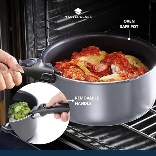 MasterClass Smart Space 3 Piece Non-Stick Induction Saucepan Set, Grey — view 6