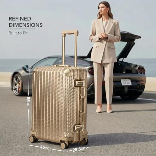LUGG Solo Explorer 24 Inch Cabin Suitcase with Protection Cover - Alluminium Hard Frame Trolley, 66L Lightweight Travel Luggage, 360° Spinner Wheels, TSA Lock, Scratch & Water Resistant (65x45x26.5cm) — view 4