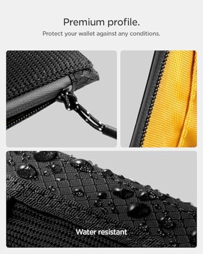 Spigen Life LF300 RFID Blocking Slim Card Wallet, Water-Resistant EDC Pouch with YKK Zipper, Holds 10 Cards, D-Ring & Front Mesh Pocket - Black — view 6
