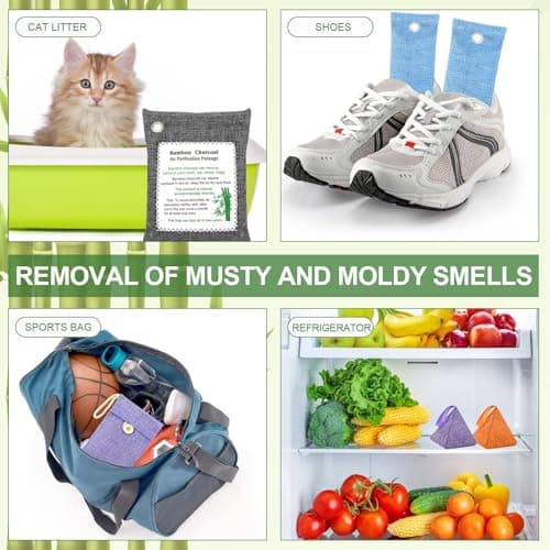 Charcoal Air Purifying Bags 6 Pack×200g Bamboo Charcoal Bags Odor Absorber, for Car Air Fresheners, Odor Eliminator for Home，Shoe Deodorizer - Colorful-Activated Charcoal Odor Absorbers — view 6