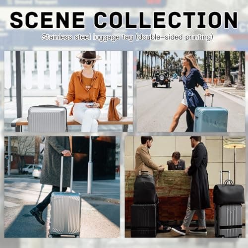 Personalised Luggage Tags Custom Stainless Steel Suitcase Tags Add Name ID Photo Customised Luggage Labels for Suitcases Travel Suitcase Identifier for Business Trip Backpacking Family Travellers — view 6