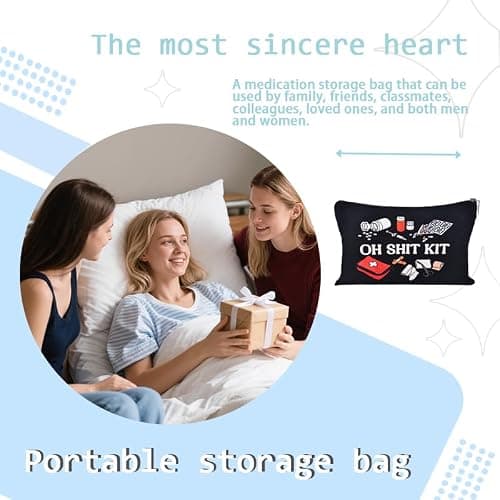 Sisadodo Medication Medical Bag Organiser for Women Men Funny Emergency Kit Bag for School Wedding First Aid Kit Zip Travel Pouch for Pills Medicine Portable Medicine Pouches for Handbag Bags — view 6