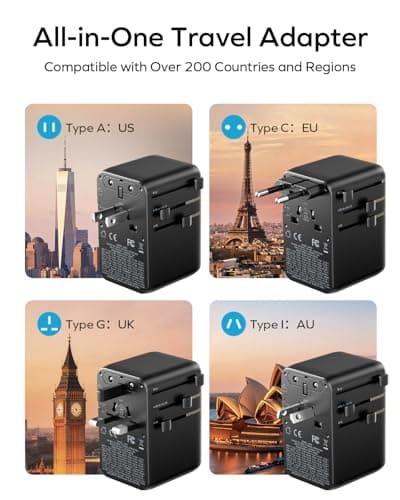 MOMAX Universal Travel Adapter with USB C Cable 70W GaN Travel Plug Adapter — view 5