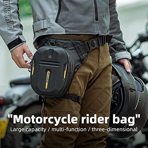 ROCKBROS Motorcycle Tank Bag Motorcycle Leg Bag Waterproof Motorbike Thigh Bag for Men Women, Black, 21 * 17 * 8.5cm — view 2