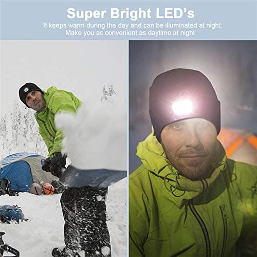 RFWIN LED Beanie Hat Lighted Knit Hat Rechargeable LED Headlamp, Pink Warm Lighted Knit Hat for Night Activities, Camping, Grilling, Running, Walking — view 6