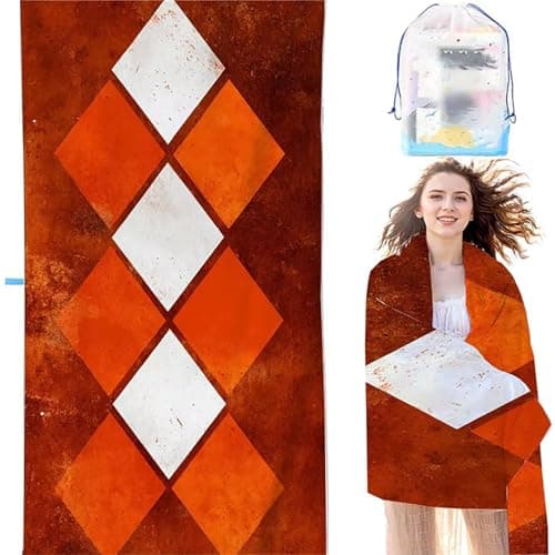 Beach Towels For Adults Large 36 x 80in Reddish Brown Girl Lightweight Microfibre Beach Towel Simplicity With Portable Pouch, Sand Free Absorbent Quick Dry for Pool, Gym, Travel Summer SYL7 E-S