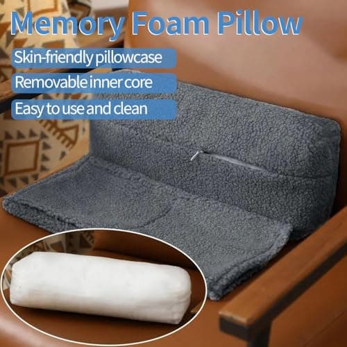 JOAASU Headrest Ergonomic Pillow for Recliners Armchairs, Non-Slip Headrest Pillow with Removable Cover, Memory Foam Neck Support Pillow with Pockets for Recliner, Sofa, Armchair, Office Chair — view 5