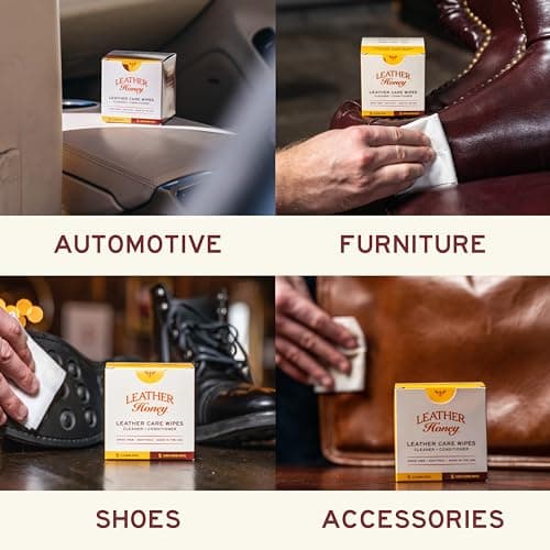 Leather Honey Leather Care Wipe Kit: Clean & Restore On-The-Go. Use for Leather Couches, Car Seats, Purses, Shoes & Bags. Safe for Any Color. Non-Toxic & Ready-to-Use. 5 Cleaner & 5 Conditioner Wipes — view 4