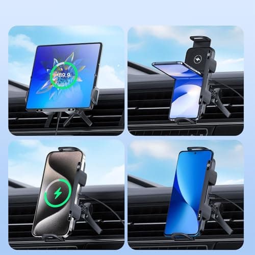 Fnaekier Car Phone Mount | Magnetic Foldable Phone Charger Holder for Car | Non-Slip Fast Charging for Pad All Smartphones Drivers Travel Road Vehicle Pickups Sedans — view 5