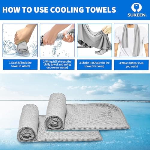 Sukeen Cooling Towel, Cooling Towels 8 pack, Stay Cool Ice Towel, Cool Towel for Instant Cooling Relief, Cooling Towels for Neck, Cold Towel, Gym Towel Men Women Sweat Towels for Gym Sports Towel — view 3