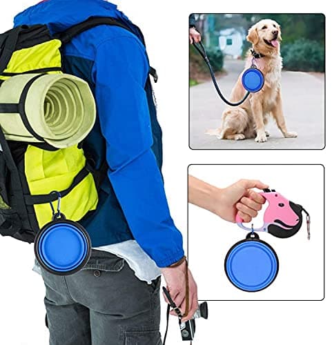 Collapsible Dog Bowl,Collapsible Dog Water Bowls for Cats Dogs, Portable Pet Feeding Watering Dish,Portable Dog Water Food Bowl with Carabiner (Small(350ML), Blue) — view 6