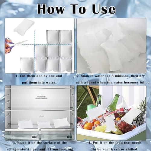 Ice Packs for Cool Box, 8 Pack of 16-Cell Freezer Blocks, Reusable Ice Blocks for Cool Bags, Long Lasting Cooling for Outdoor Picnics, Travel, Food Transportation, 28x26cm Self-Absorbing Ice Packs — view 4