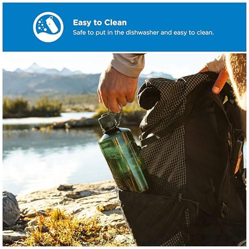 Nalgene Sustain Tritan BPA-Free Water Bottle Made with Material Derived from 50% Plastic Waste, 32 OZ, Narrow Mouth, Jade — view 3