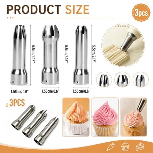 Cream Dispenser Replacement Nozzles Stainless Steel Nozzles Set for Cream Siphon Cream Maker Including Thread Adapter Universal Spare Parts Professional Accessories Suitable for iSi — view 2