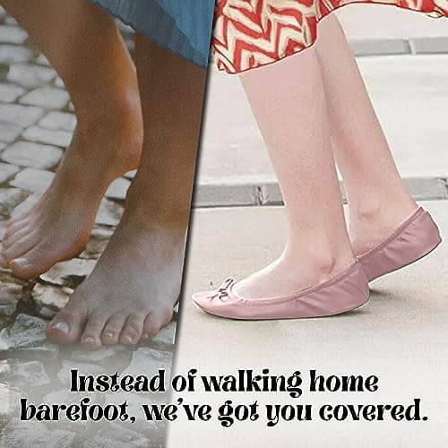 After Party Shoes with Foldable Bag Roll Up Shoes for Women Rose Gold — view 3