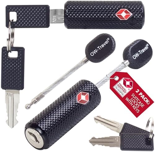 OW-Travel Suitcase Locks with Keys, TSA Approved Luggage Padlocks, Black 2