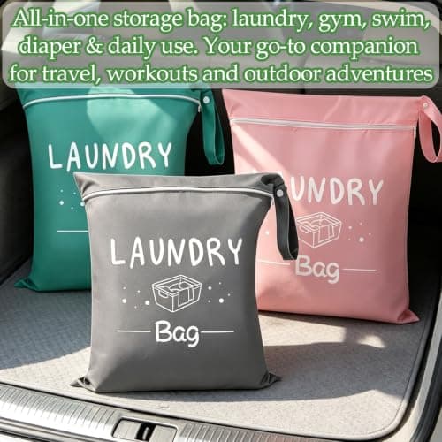 3-Pack Travel Laundry Bags, Waterproof Wet Bags for Clothes — view 4