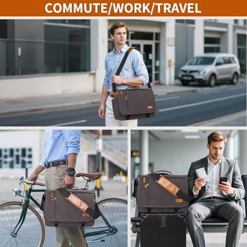 Estarer Laptop Messenger Bag 17 -17.3 Inch Mens Satchel Shoulder Bag for Work — view 2