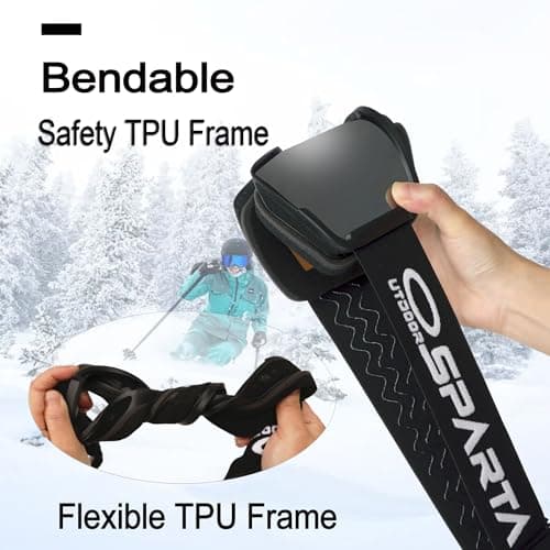 OUTDOORSPARTA Adult ski goggles (3. Black Frame, Full Lens Mirrored Silver) — view 4