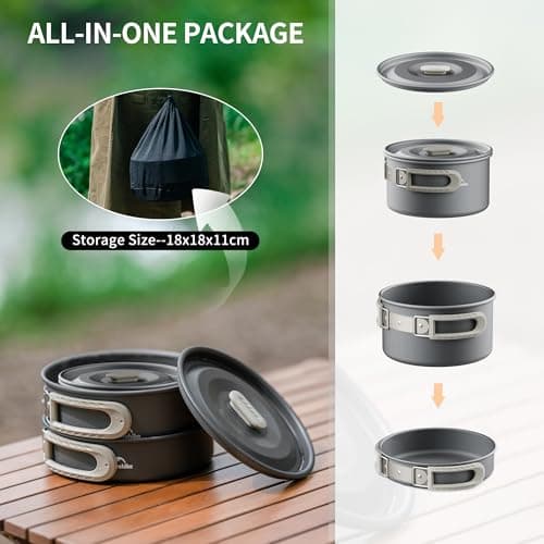 Naturehike 2-4 People Camping Cookware Kit, Non-Stick Lightweight Camping Pot and Fry Pan Set with Mesh Bag for Camping, Backpacking, Outdoor Cooking Picnic (pot) — view 2