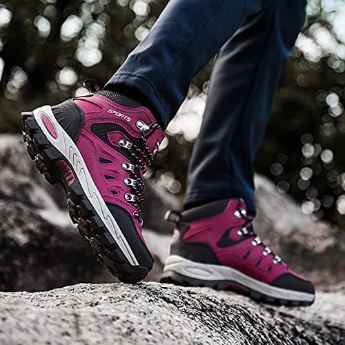 VTASQ Hiking Boots Mens Womens Waterproof Walking Shoes Trainers Outdoor Lightweight Camping Climbing Shoes Sneaker Rose red 3.5UK — view 2
