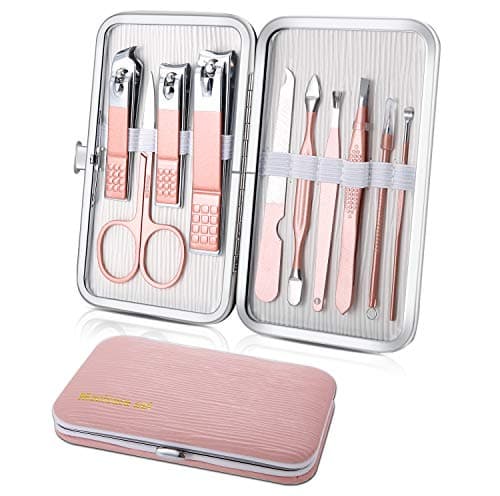 Manicure Set 10pcs Professional Nail Clippers Kit, Pink