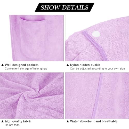 Aomig Women's Quick Dry Microfibre Body Wrap Towel Robe with Adjustable Snap Closure (80x140CM) — view 3