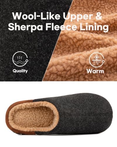 LongBay Men Slippers Cosy Memory Foam Warm Slip On House Shoe Gift Black, 7 — view 6