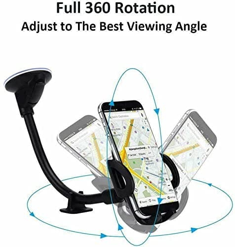 Rheme Phone Mount for Car, Flexible Long Arm Car Mount [Strong Suction Anti-Shake Stabilizer] Cell Phone Holder for Car Windshield, Compatible with iPhone, All Smartphone — view 3