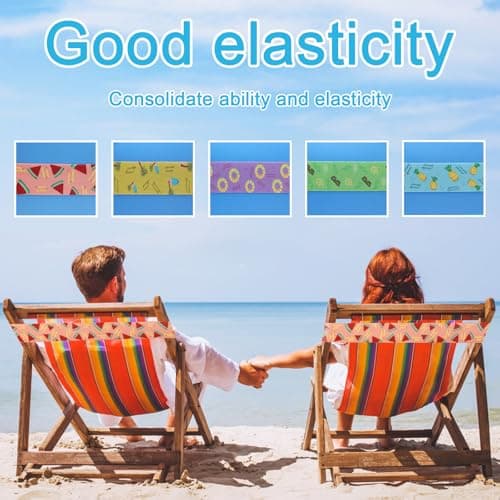 Weniubit 5 Pcs Towel Bands for Beach, Elastic Bands for Sunbed Towel, Windproof Sun Lounger Straps for Sun Loungers Pool Beach Chairs (40cm×5cm,Colorful) — view 5
