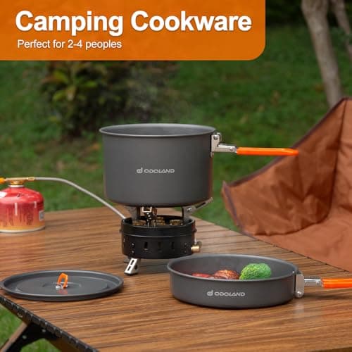 Odoland Camping Cookware Kit, Non-Stick Lightweight Camping Pot and Fry Pan Set with Mesh Bag for Camping, Backpacking, Outdoor Cooking Picnic 1.9L — view 6