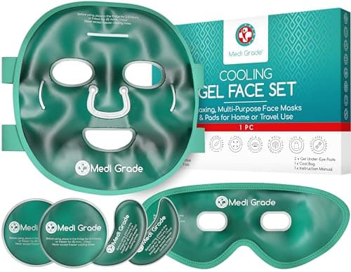Medi Grade Cooling Face Mask and Eye Mask Set, ChillGel Gel Ice Pack Duo