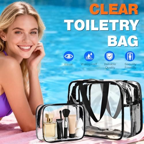 GYOYEDE 2 Pack Clear Toiletry Bags,Large Toiletry Bag Thickened PVC Toiletry Bag for Women and Men,Waterproof Cosmetic Bags with Handle,Transparent Travel Toiletries Bag for Business,Camping, Travel — view 5