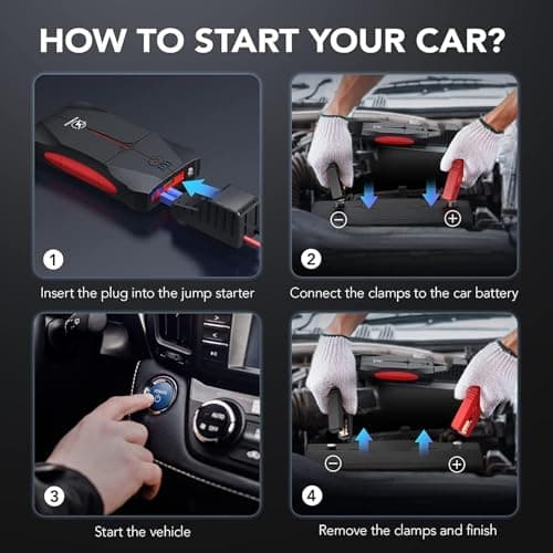 Car Jump Starter, FLYLINKTECH 5000A 12V Portable Car Battery Booster Jump Starter Power Pack (up to 9.0L Petrol Or 8.5L Diesel Engine), Power Bank with LED Flashlight, IP67 — view 6