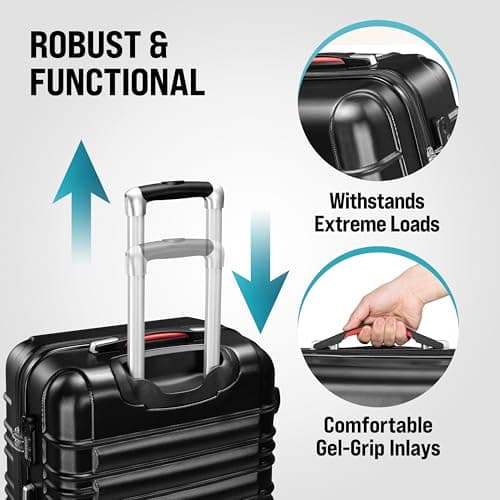 Monzana® 4 Pc Hard Shell Suitcase Set, Small Cabin Suitcase M, L, XL Black — view 5
