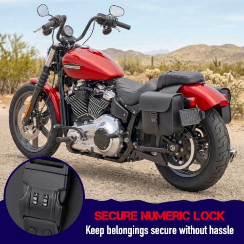Nomad Leather Motorcycle Saddlebags Quick-Easy Universal Fit Throw Over Saddle Bags Cruiser Biker Side Bags (Black) — view 2