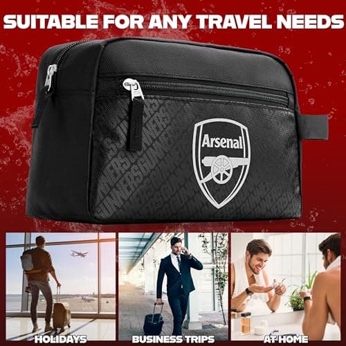 Arsenal F.C. Toiletry Bags for Men, Hanging Travel Wash Bag with Zipped Pockets, Football Gifts for Kids Teens Adults — view 4