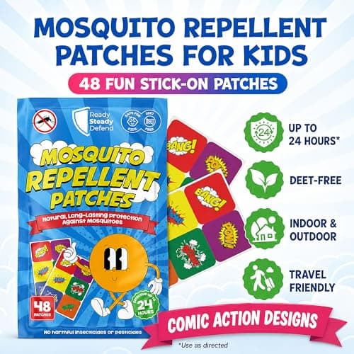 Mosquito Patches - Pack of 48, DEET-Free Mosquito Repellent for Kids, Long-Lasting Protection, Safe Alternative to Spray, Holiday Essentials for Kids, Perfect for Indoor & Outdoor Use - Boys Patches — view 5
