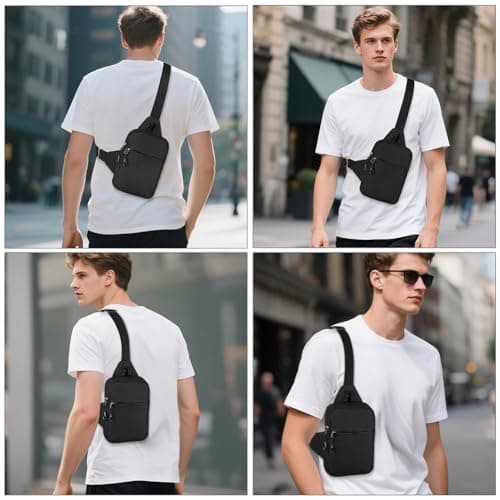 HOTUT Small Sling Bag,Waterproof Chest Bag for Men and Women,Mini Crossbody Shoulder Backpack with Zipper and Adjustable Strap for Travel,Hiking,Cycling,Camping,Outdoor Sports(Black) — view 2