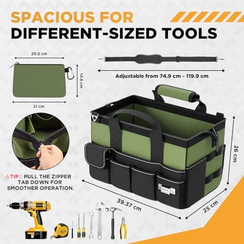 WELDUN Tool Bag 15.5 Inch, 17-Pocket Portable Tool Box Organizer Storage — view 4