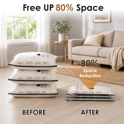 Bighan Vacuum Storage Bags 9 Pack(3 Large + 3 Medium + 3 Small) Reusable Space Saver Bags Vacuum Compression Zipper Storage Bags with Airtight Valve and Hand Pump — view 2