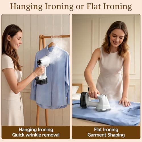 Handheld Garment Vacuum Steamer for Clothes, 3600Pa Suction Wrinkle Remover, Fast 30s Heat-Up, 2 Steam Modes, 400ml Tank, One-Hand Operation for Home Travel Wedding Gown — view 6